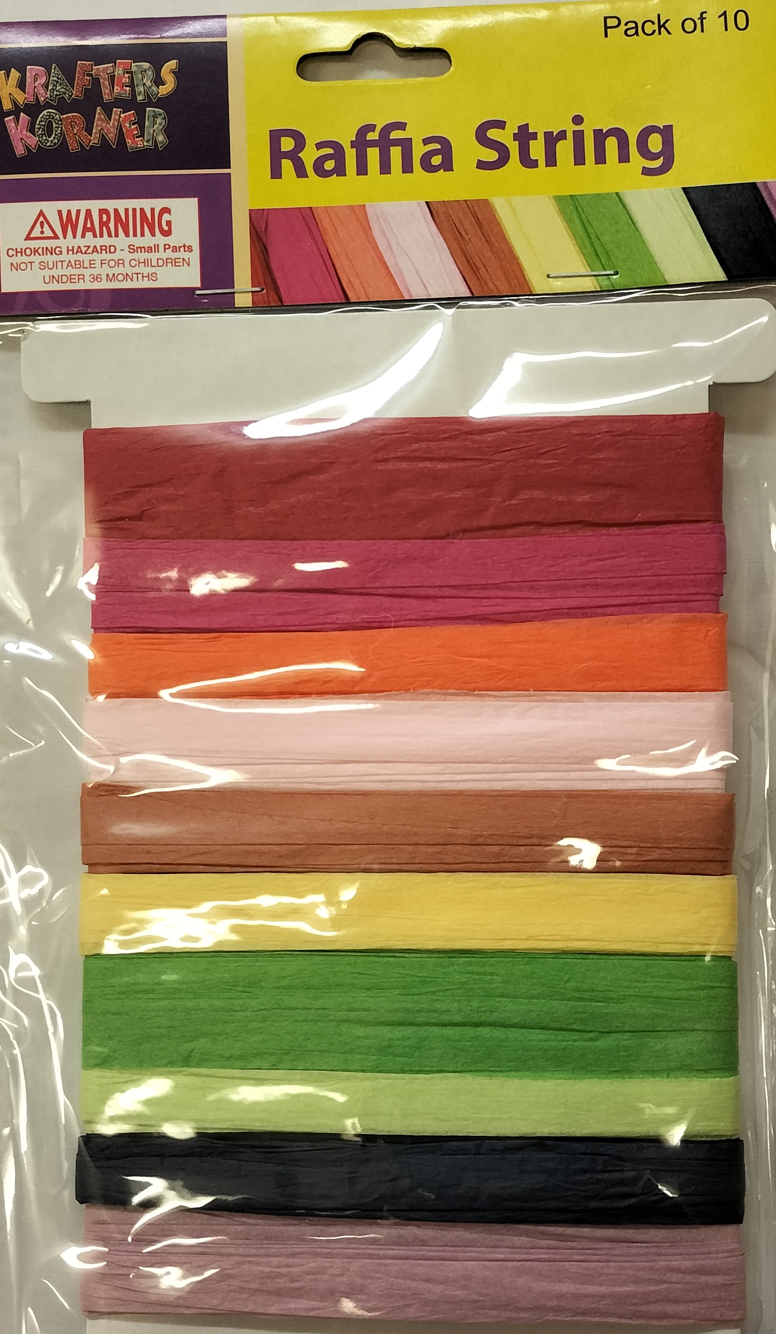 Raffia String 10 Colour Card Approx 10M